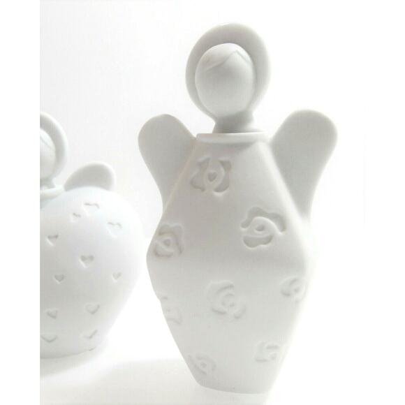 Set (3) Roman Inc ANGEL BOTTLES White Porcelain Figural Containers & Lids 6PC - Picture 4 of 8